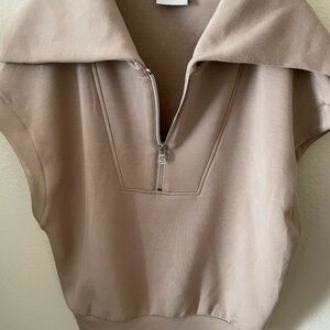 Varley Tan Dexter half-zip double soft Top size small tan